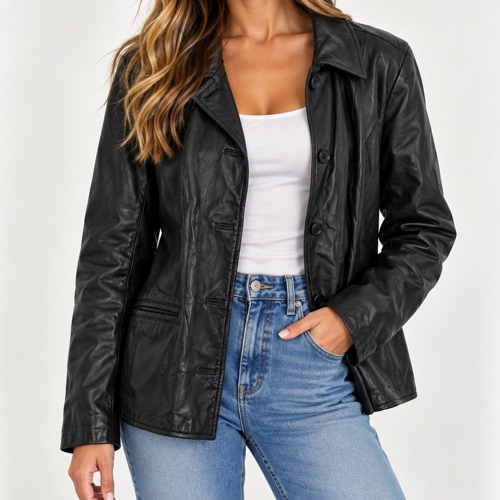 Preston & York Genuine Leather Jacket Biker Grunge 90s Dark Academia Streetwear